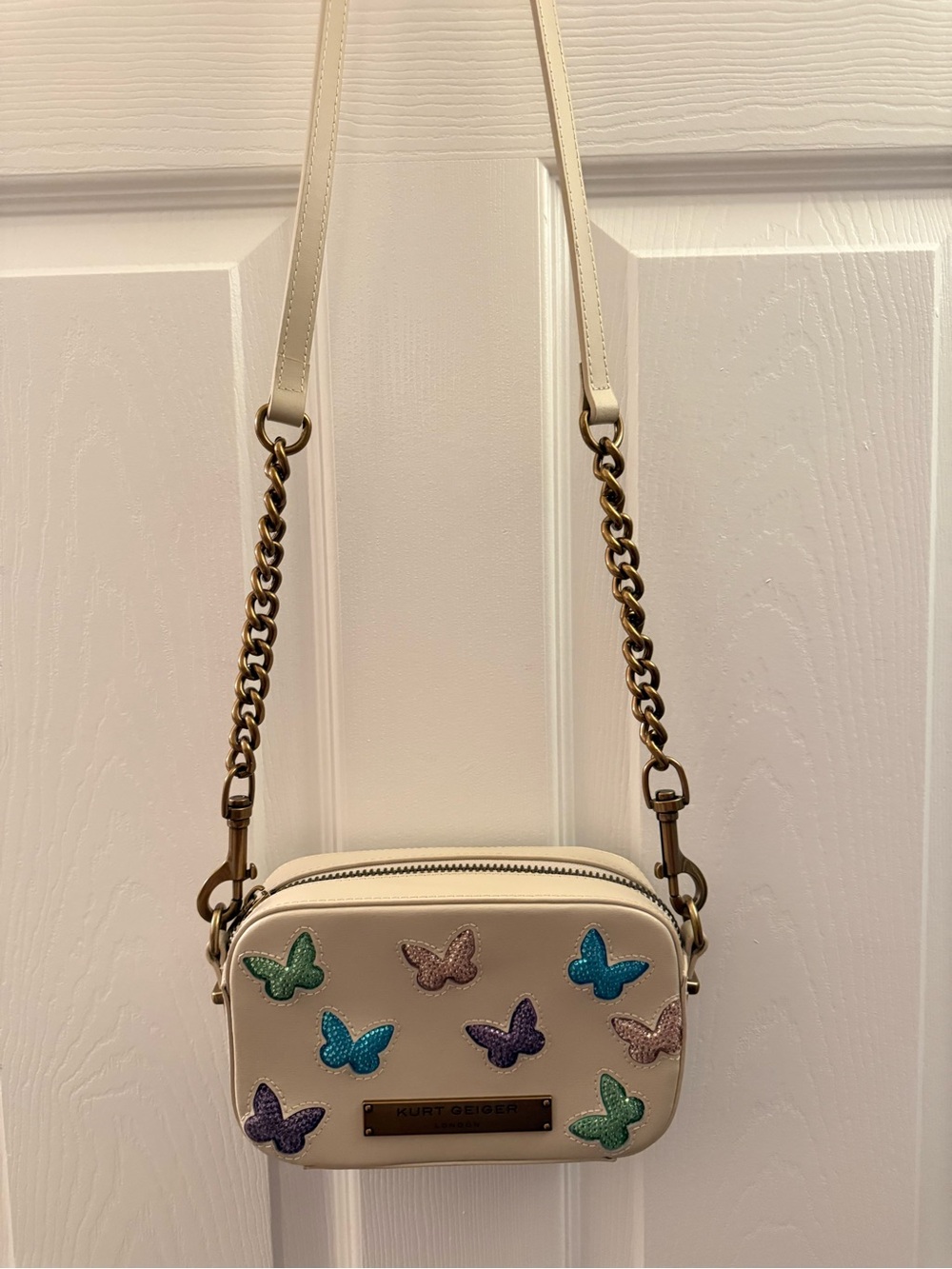 Kurt Geiger Cream Crossbody with Multicolor Butterfly Appliqués - Picture 5 of 9